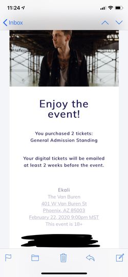 2 Ekali tickets at the Van Buren