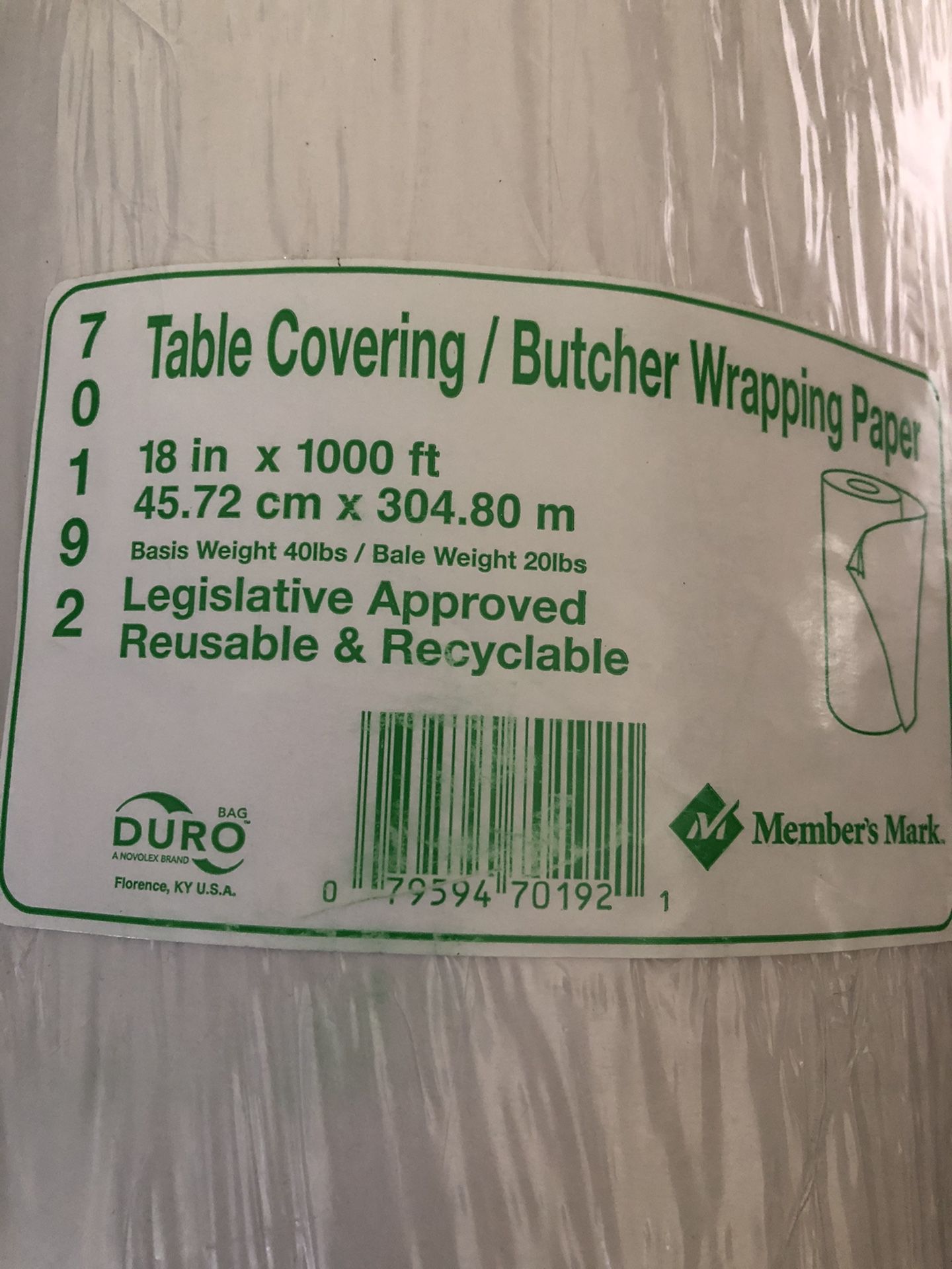 Butcher Kitchen Table Wrap 1000 ft Members Mark