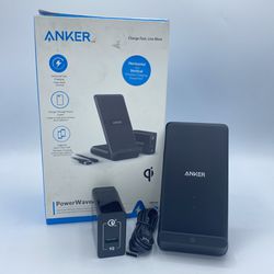 Anker PowerWave Fast Wireless Charger EVO Stand Qi-Cert with Wall Charger