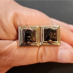 SWANK Black Lucite with Gold Metallic Flecks, Goldtone Cufflinks, Vintage