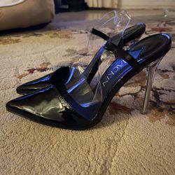 Sexy Black And Clear Heels Size 6.5