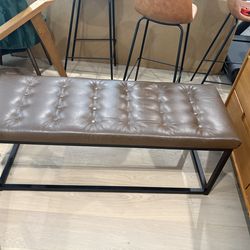 Brown Faux Leather Bench