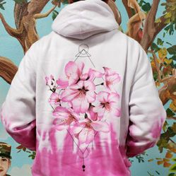 Tie Dye Pink /White Men’s Pullover Hoodie long sleeve Pocket Rave EDM