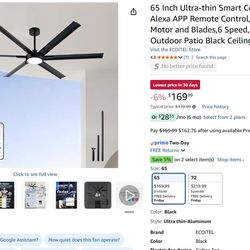65 Inch Ultra-thin Smart Ceiling Fan with WiFi