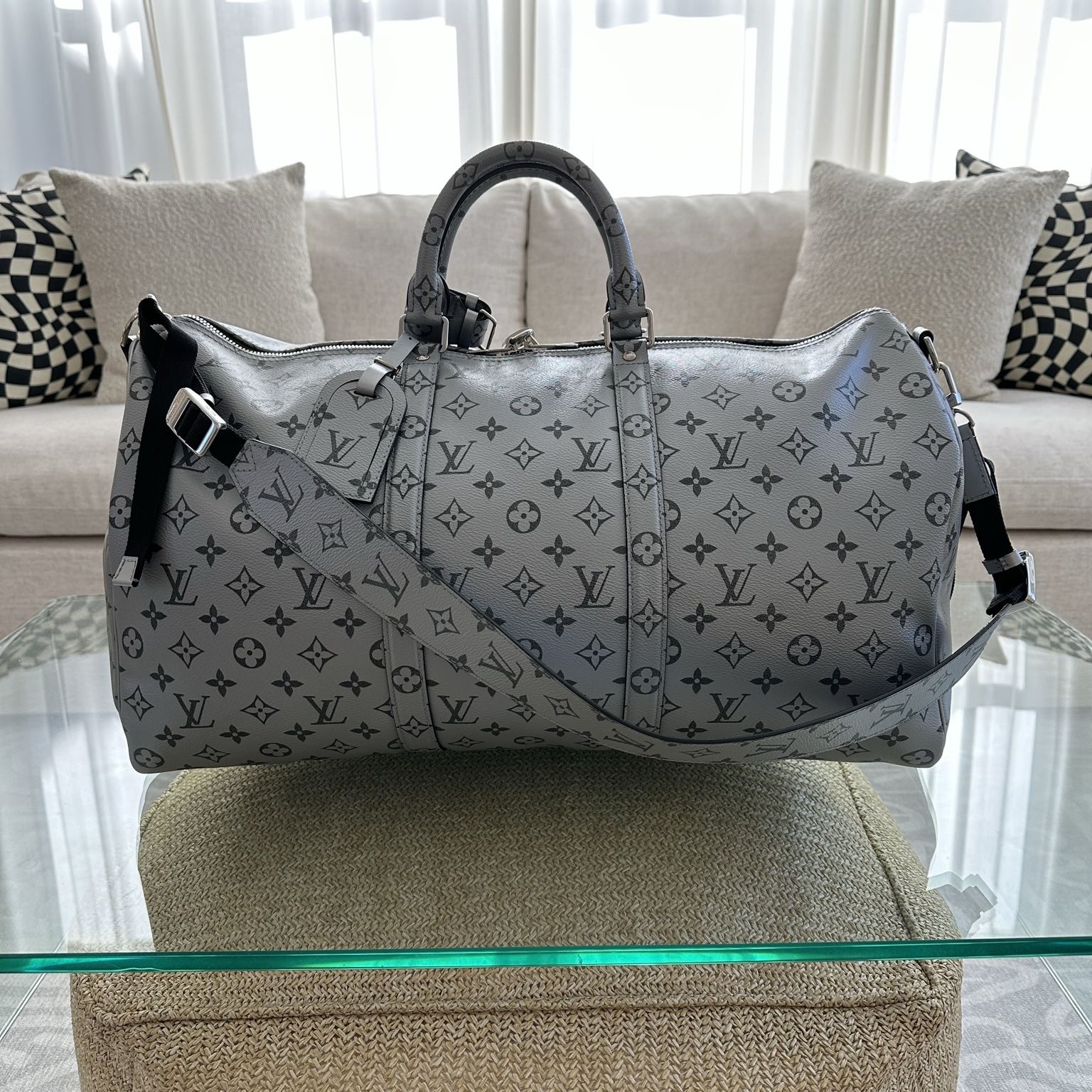 VERY RARE Louis Vuitton Silver Reflective Keepall As