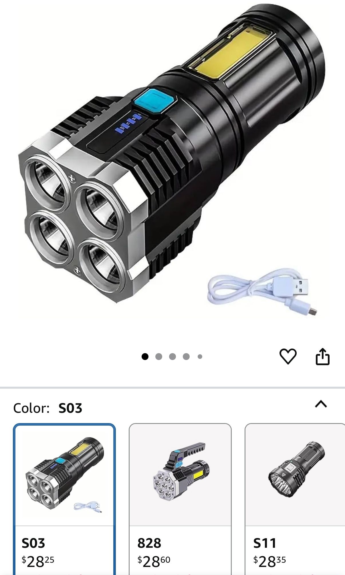Brand New Rechargeable Flashlight + Lamp Combo