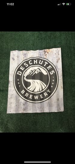 DESCHUTES BREWERY Est 1988 Corrugated Tin BEER SIGN Distressed Look Metal 18x15