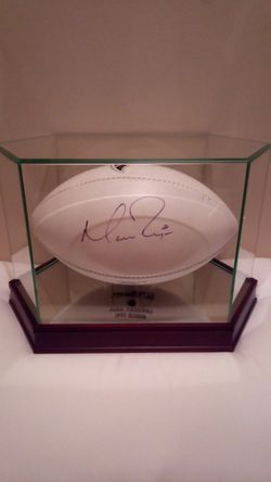 Authentic hand sighed Matt Ryan football in mirrored display case