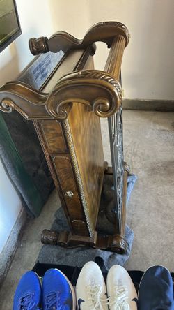 Real wood and iron coffee table with glass top.