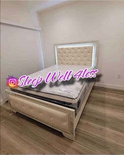 NEW QUEEN BED FRAME AND MATTRESS SET
