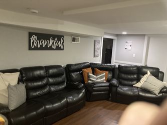 Black Leather Sectional 