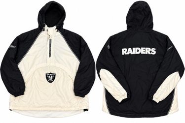 Reebok NFL Oakland Raiders Hooded Jacket Windbreaker Men’s L Black/White Vintage