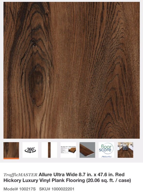 TrafficMASTER Allure Ultra Wide 8.7 in. x 47.6 in. Red Hickory Luxury Vinyl Plank Flooring