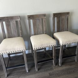 3 Rustic counter height Chairs