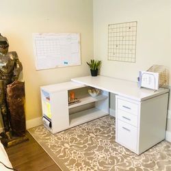 L Table Desk Office organize with drawers and shelves