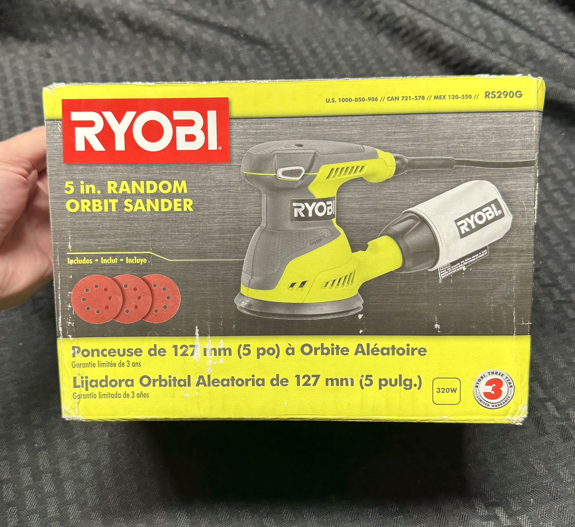 NEW - Ryobi 5” Random Orbit Sander