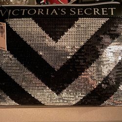VS Sequin Bling Make Up Purse Black And Silver