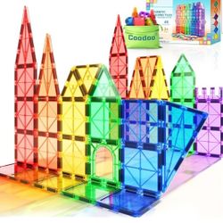 Coodoo Magnetic Tiles Kids Toys STEM Magnet Toy for Toddler Magnetic Blocks Building Preschool Learning Sensory Montessori Toys for 3+ Year Old Boys a
