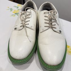 G/FORE G4MS24EFWWG7 Men's Golf Shoes White/Green Leather Sneaker US 9 EU 42