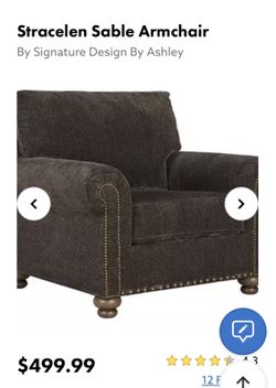 Ashley Stracelen Sofa Chair Two Ottomans Studded brown for