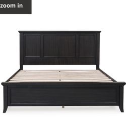 King Size Solid Wood Bed Frame – Ashley Panel Bed (Dark Espresso)