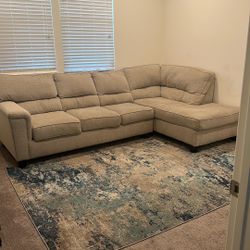 Tan Sofa / Couch With Right Facing Chase
