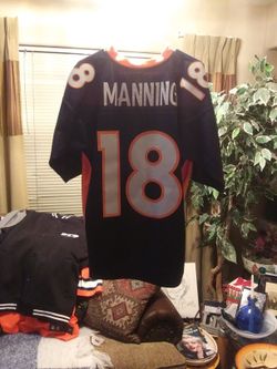 PEYTON MANNING DENVER BRONCOS AUTHENTIC STITCHED MITCHELL AND NESS 2015 NUMBER 18 THROWBACK SIZE 44 LARGE JERSEY