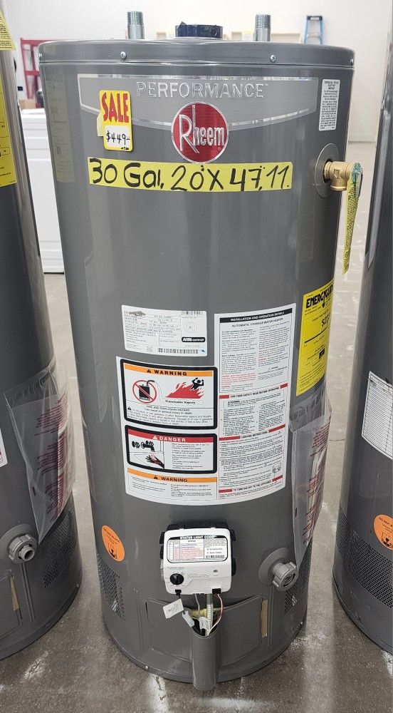 New Water Heater Nat Gas Rheem 30 Gallons
