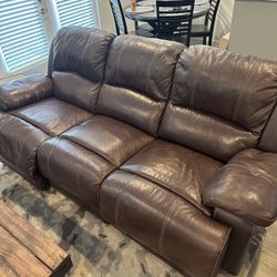 Leather Power Recliner Couch
