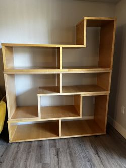Solid Wood Geometric Bookcase
