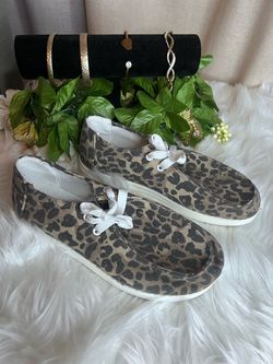 Leopard Print Canvas Lace-Up Sneakers