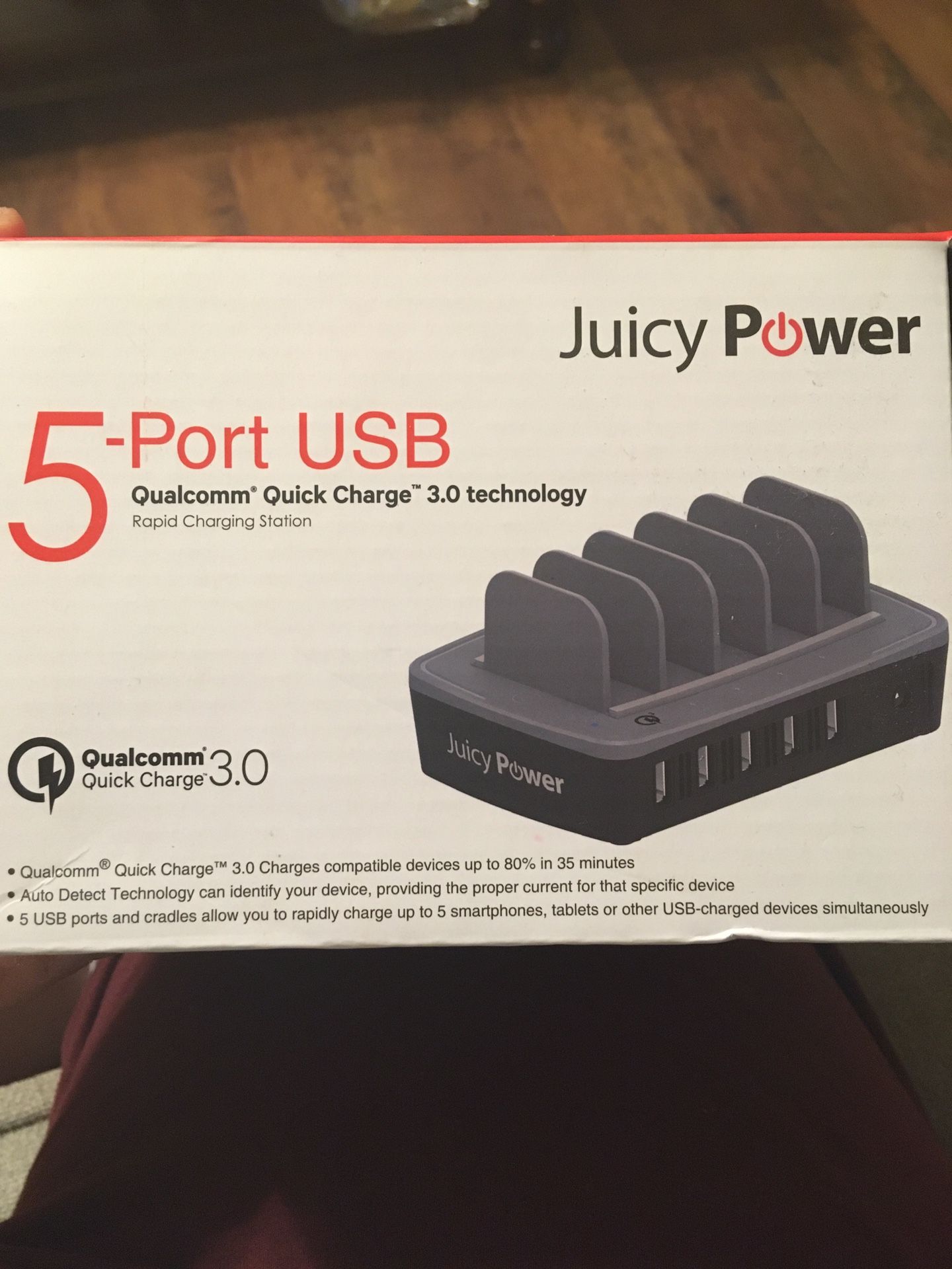 Power Charging Station 60W 5 Port - QC Quick Charge 3.0 USB Charger for Multiple Devices Tablet, Smartphone, and More