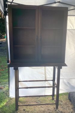 Vintage Cupboard Cabinet on Wood Dowel Stand