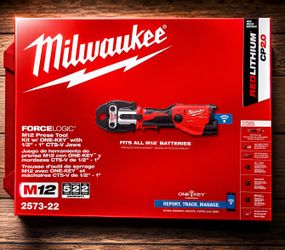 NEW Milwaukee M12 FORCE LOGIC Press Tool Kit 2573-22 ONE-KEY 1/2”-1” CTS-V Jaws