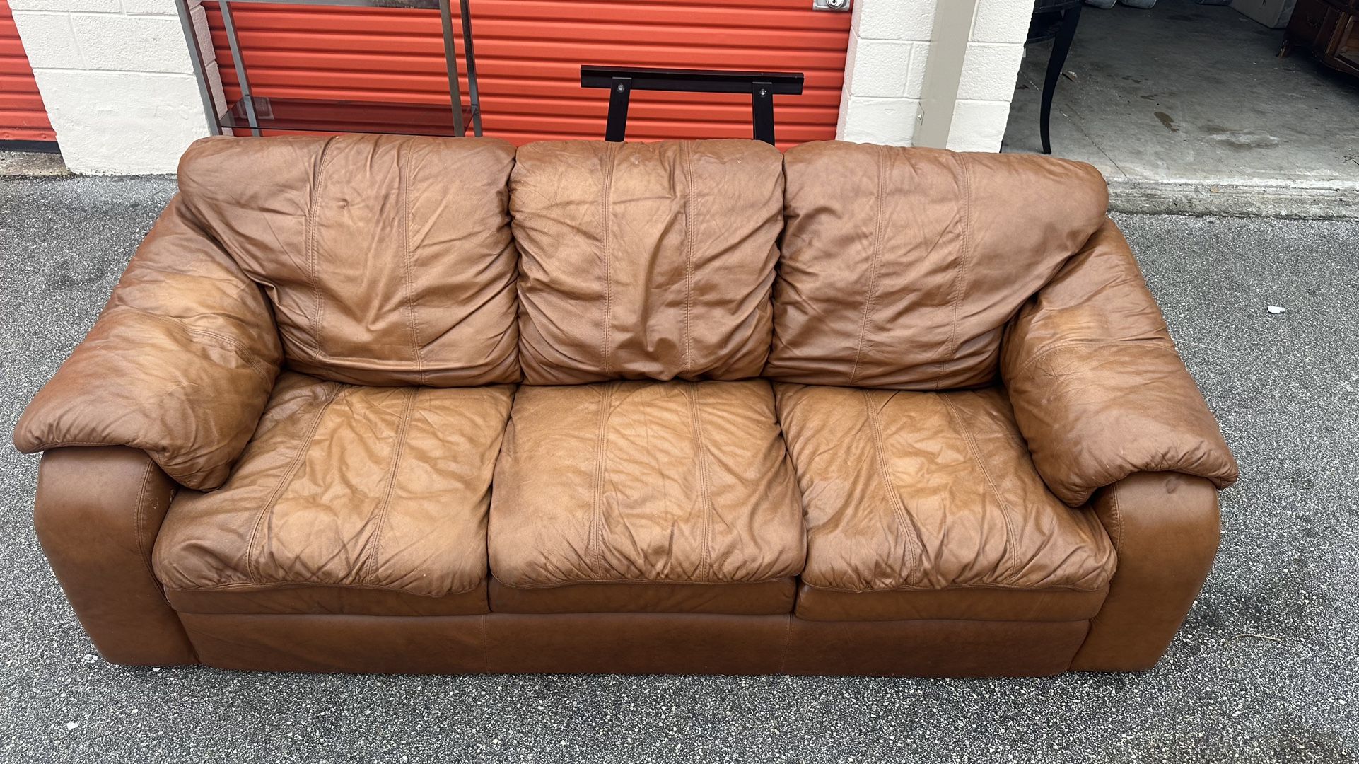 BROWN LEATHER SOFA