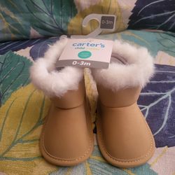 Infant Faux Suede/Fur Boots  0 - 3 Months  New