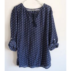 Ann Taylor Blue Long Sleeve Blouse - Size Large