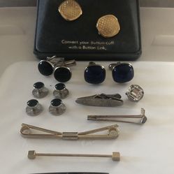 Vintage Mens Accessories Lot-Cufflinks-Tie Pins/Clips-Belt Buckle++