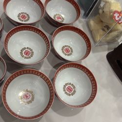 Vintage Tatung Porcelain Rice Bowls Taiwan 