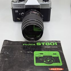 Fujica ST801 35mm SLR Camera With 135mm F/2.8 Lens TESTED WORKING