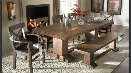Heavy wooden dinning table set
