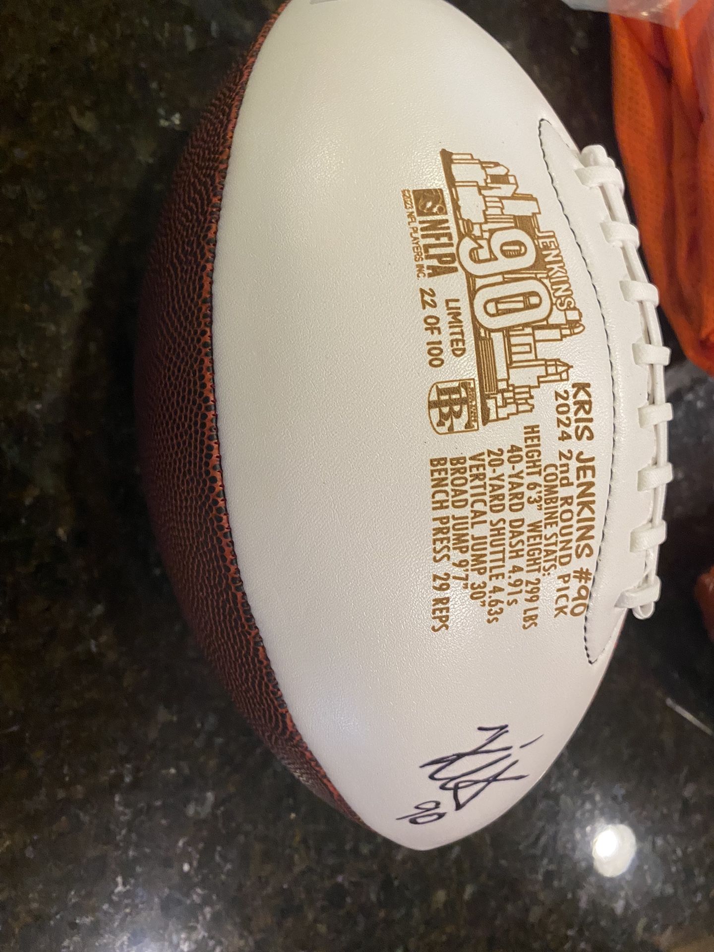 Kris Jenkins - Cincinnati Bengals Autographed football- new