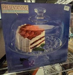 New, Footed Cake Plate With Glass Dome. PLEASE READ DESCRIPTION