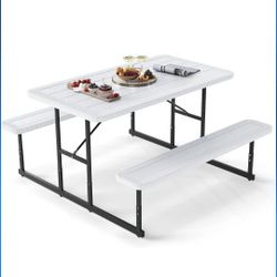 Picnic Table Bench Set White