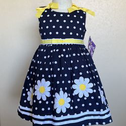 Girls BLUEBERI BOULEVARD  Dress With Flowers And Polka dots Size 3T