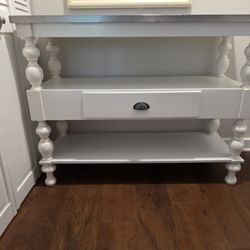 White Console/Entryway Table With Silver Top