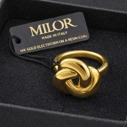 Milor 14K Gold Electroform Knot Ring – Made in Italy, Elegant Statement Ring