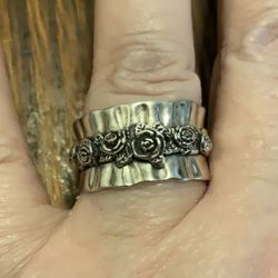 RL Israel Sterling Silver Flower Ring Size 8.5