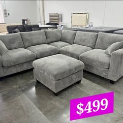 BRAND NEW 4PCS SECTIONAL SOFA SET WITH OTTOMAN AND ACCENT PILLOW INCLUDED $499+ Tax 