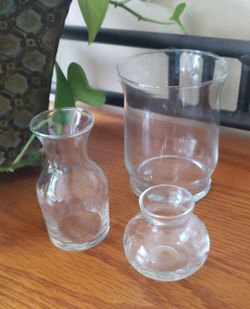 Elegant Clear Glass Vases- Set Of 3
